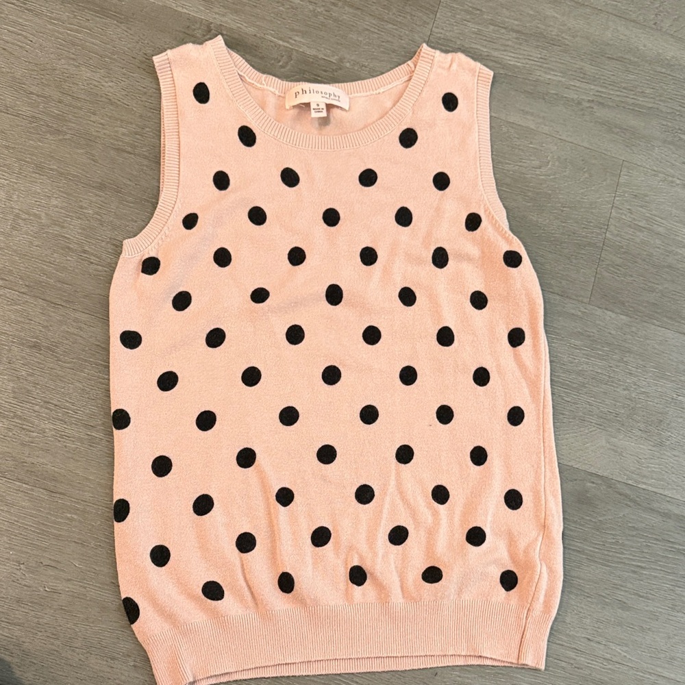 Pink and Black Polka Dot Tank Top